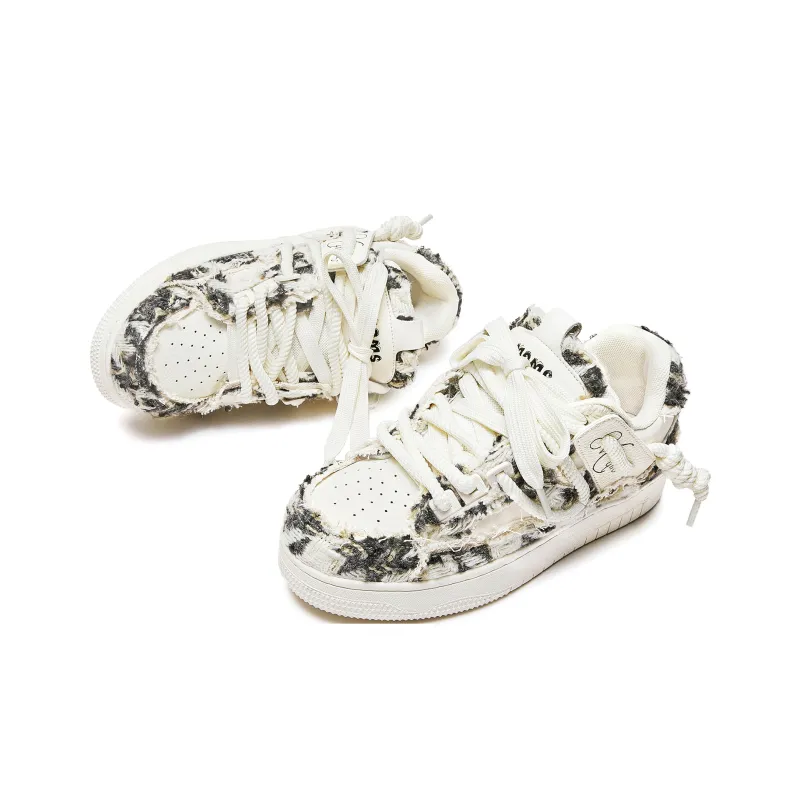 MQMS Skateboard Shoes Unisex Low Top Beige/White/Color Scheme-3