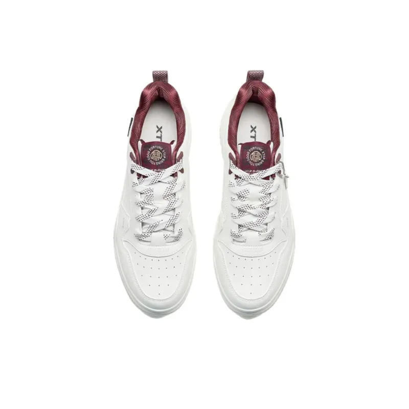 XTEP Air Force 1 Abrasion Resistant Lightweight Slip Resistant Low Top Skateboard Shoes Men's White Red-3