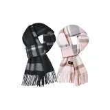 2 Pack (Black Gray Plaid+Jade Pink)-Pure Wool Style