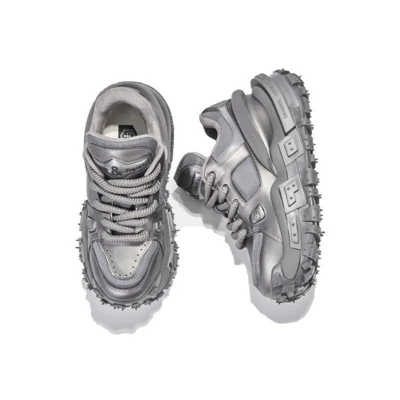 FERNANDA FRANKLIN Anti Slip Wear Resistant Low Top Chunky Sneakers Women's Gray-2