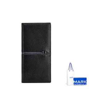 FAIRWHALE Top Grain Cow Leather Wallet Card Holder Coin Purse Money Clip Regular Men's Black