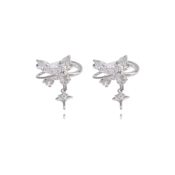 Muyan Alloy Sparkling Butterfly Clip on Earrings Women's