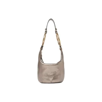 Chloe Metalized Calfskin Handbag, Shoulder Bag Trumpets Women's Bright Gray