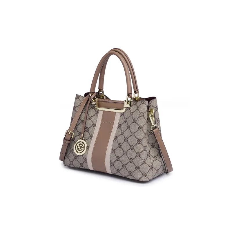 GELANDAI PVC Women's Crossbody Bag Handbag Women's Coffee/Gray Color-3
