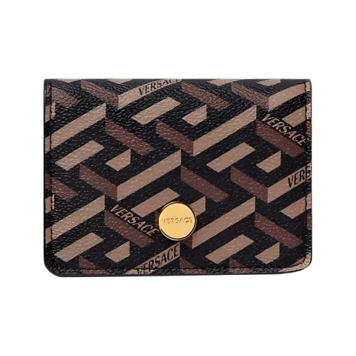 VERSACE Leather Wallet Unisex Brown