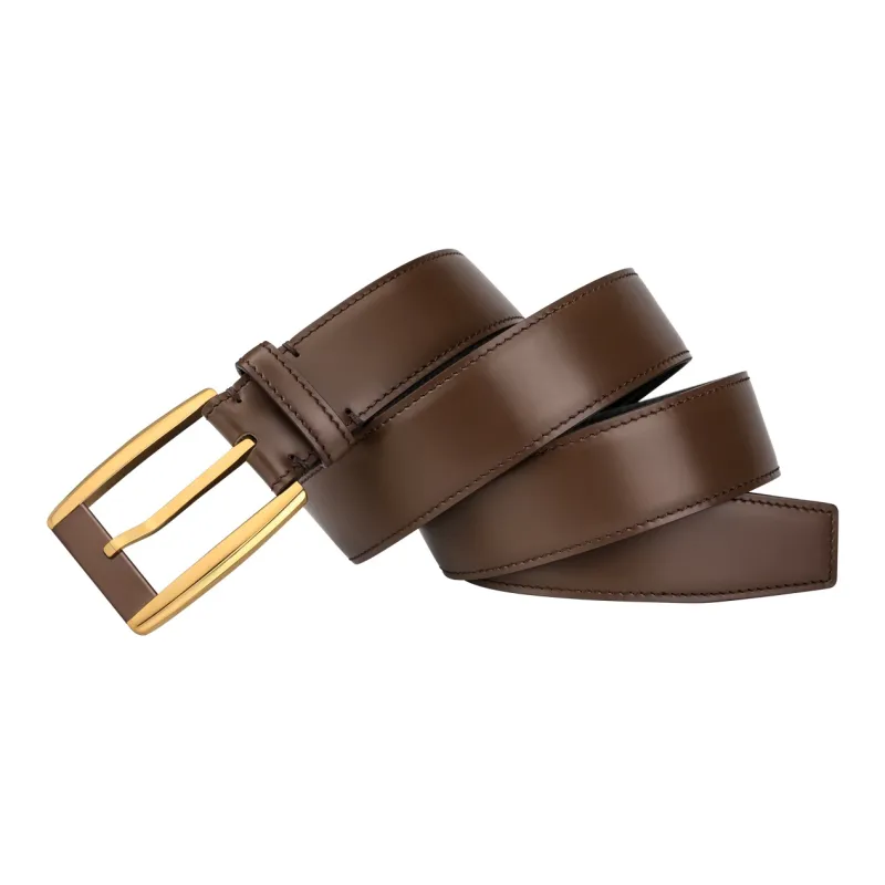 CATELLES Top Grain Cow Leather Leather Belts Men's Silver Buckle Black/Gold Tone Lock Coffee 3.5cm-7