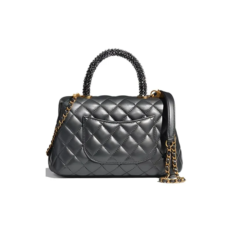 CHANEL Coco Handle Calfskin Shoulder Bag, Crossbody Bag, Handbag Trumpets Women's Black-1