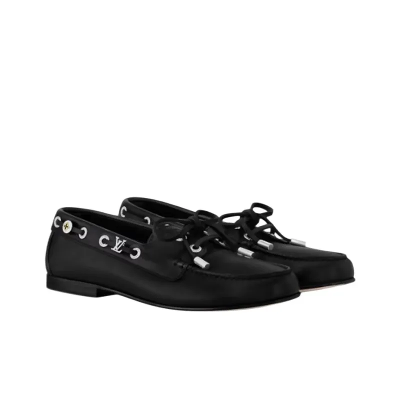 LOUIS VUITTON Soho Boat Shoes Women's Black-2