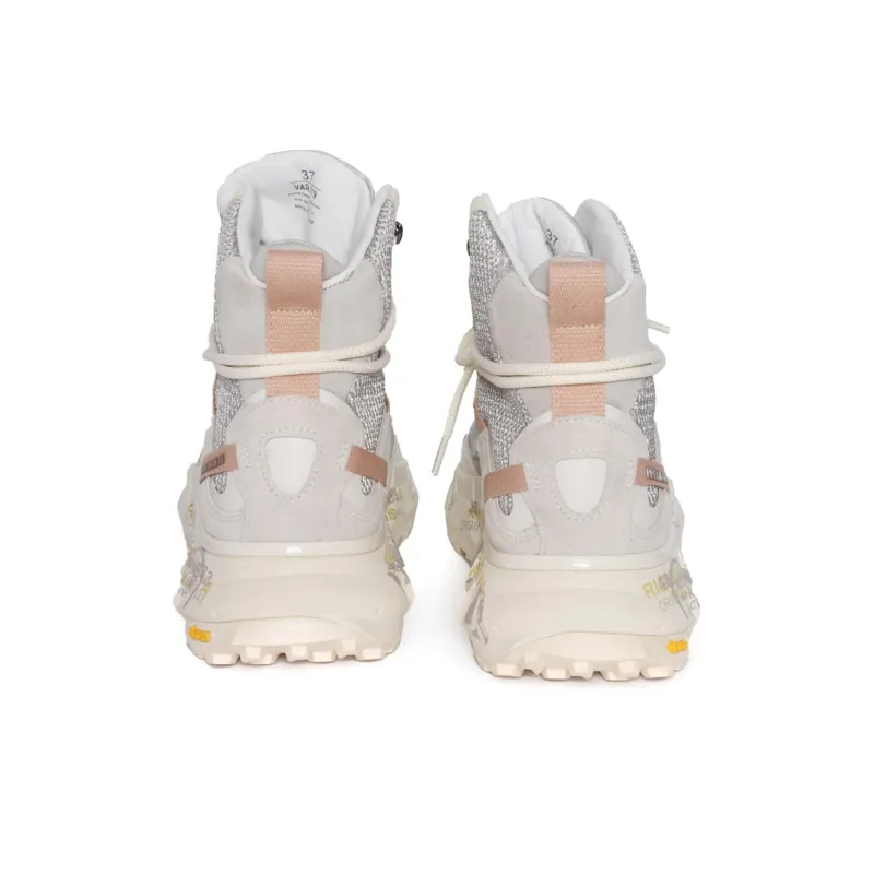 PREMIATA Abrasion Resistant High Top Casual Shoes Women's Beige Silver-3