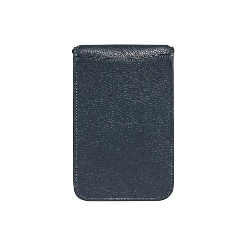 COACH Leather Cell Phone Pouch, Crossbody Bag Women's Dark Blue-2