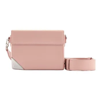 ZESH Cow Leather Corner Cut Bag Small Square Bag Crossbody Bag Shoulder Bag Medium Size Women's Pink