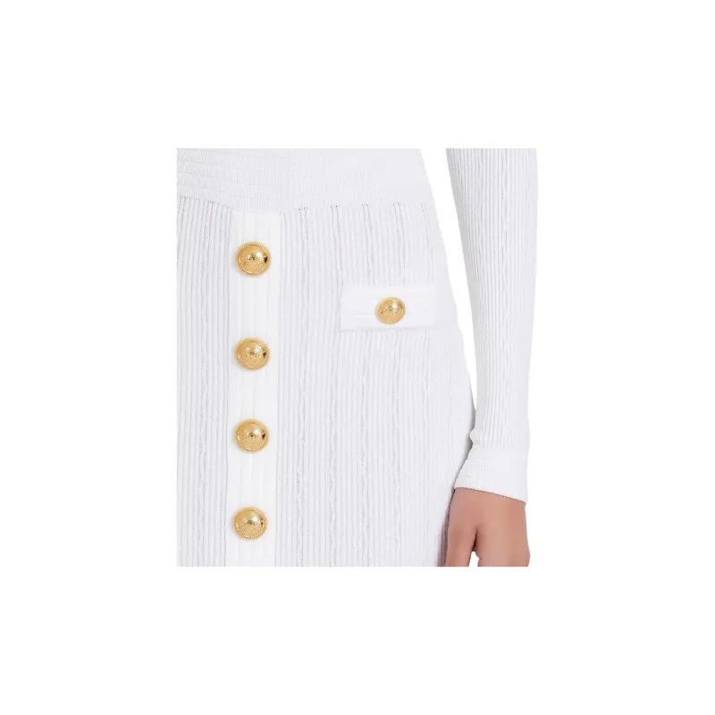 BALMAIN Long-Sleeved Dresses Women's White-5