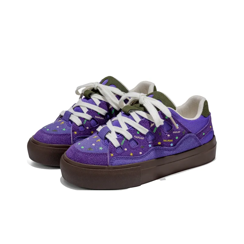 B10CROWN Durable Lightweight And Breathable Low Top Skateboard Shoes Women's Purple-3