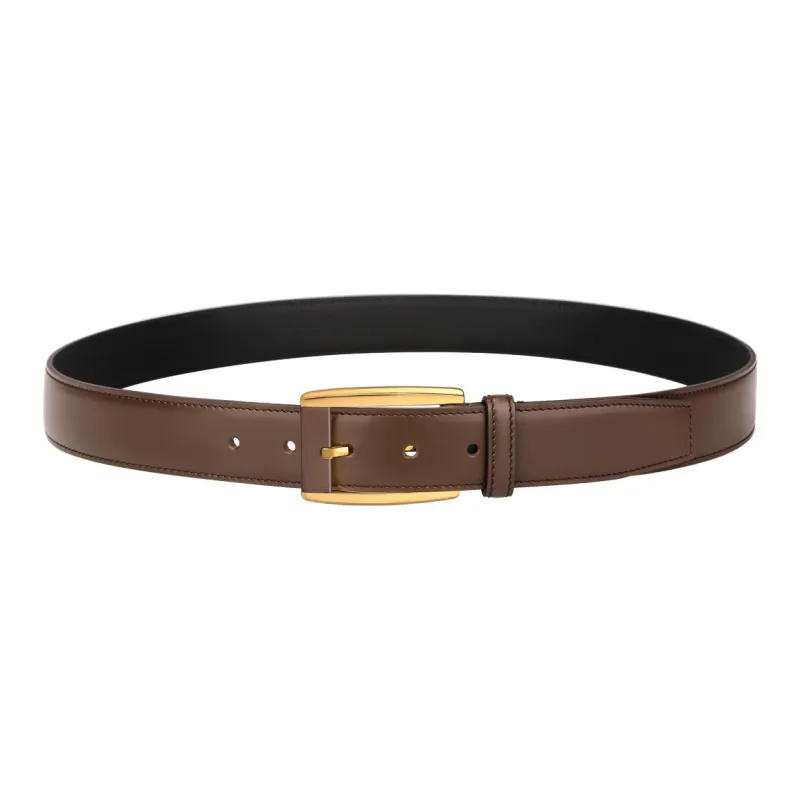 CATELLES Top Grain Cow Leather Leather Belts Men's Silver Buckle Black/Gold Tone Lock Coffee 3.5cm-9