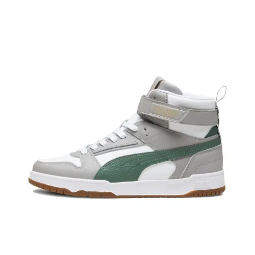 PUMA RBD Game Anti Slip Wear Resistant High Top Skateboard Shoes Men's Gray White