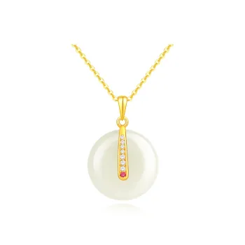 JINLIUFUJIXIANG Hetian Jade Necklaces White Jade/Pale Greenish White Jade Unisex
