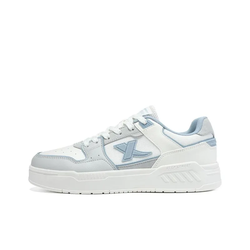 XTEP Anti Slip Wear Resistant Low Top Skateboard Shoes Men's White Gray Blue-0