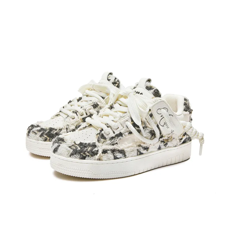 MQMS Skateboard Shoes Unisex Low Top Beige/White/Color Scheme-2