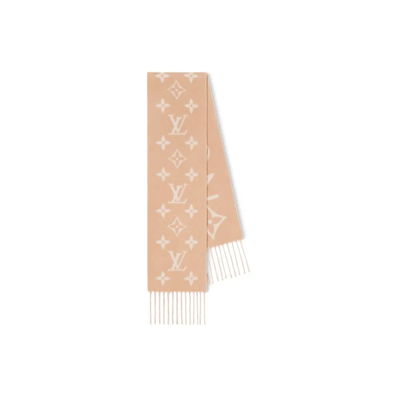 LOUIS VUITTON Cashmere Knit Scarves Women's Beige-1