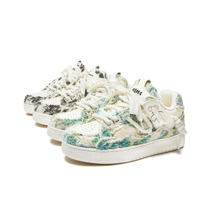 MQMS Skateboard Shoes Unisex Low Top Beige/White/Color Scheme-5