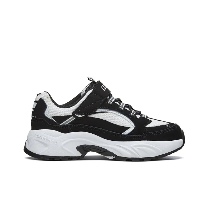Skechers Anti Slip Wear Resistant Low Top Kids Lifestyle Shoes Black/White Teenagers-1
