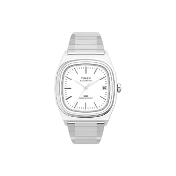 TIMEX Q Series Wrist Watch Mechanical Movement Stainless Steel Strap 34mm White Dial Unisex