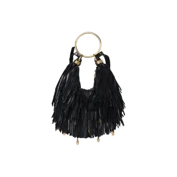 Chloe Buffalo Leather Shoulder Bag, Crossbody Bag Trumpets Women's Black