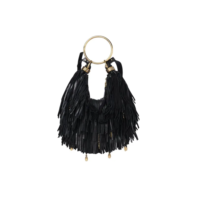 Chloe Buffalo Leather Shoulder Bag, Crossbody Bag Trumpets Women's Black-0