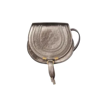Chloe Marcie Calfskin Saddle Bag Shoulder Bag Crossbody Bag Small Size Women's Bright Gray