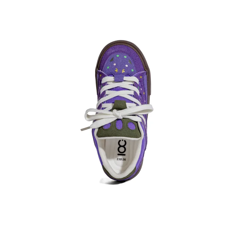B10CROWN Durable Lightweight And Breathable Low Top Skateboard Shoes Women's Purple-4