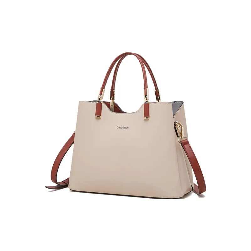 Geshiman Cow Leather Shoulder Bag Crossbody Bag Handbag Large Size Women's Ecru/Beige Apricot/Royal Blue/Purple/Maroon-5