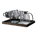 Bark Pattern Teapot 1800ml+Bark Pattern Cup 380ml X 6+Crabapple Tray+Stand