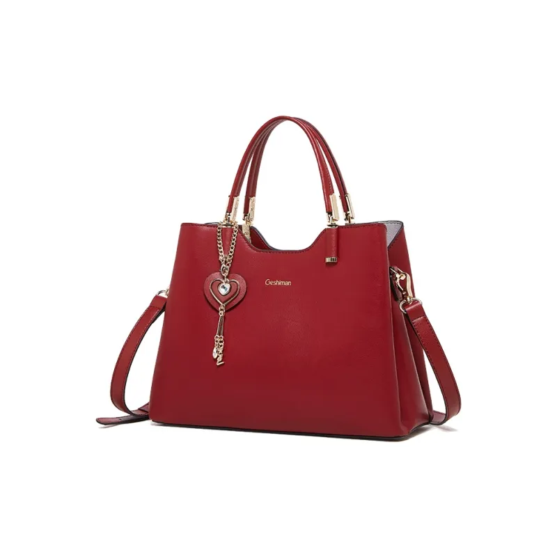 Geshiman Cow Leather Shoulder Bag Crossbody Bag Handbag Large Size Women's Ecru/Beige Apricot/Royal Blue/Purple/Maroon-23