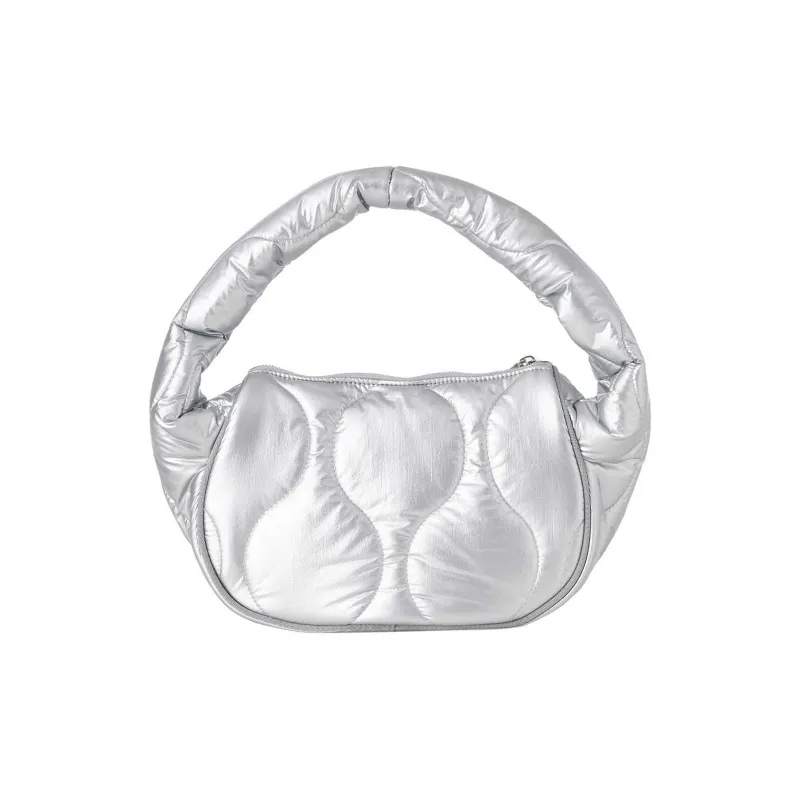 Lee Nylon Hobo Bag Handbag Mini Women's Silver-1