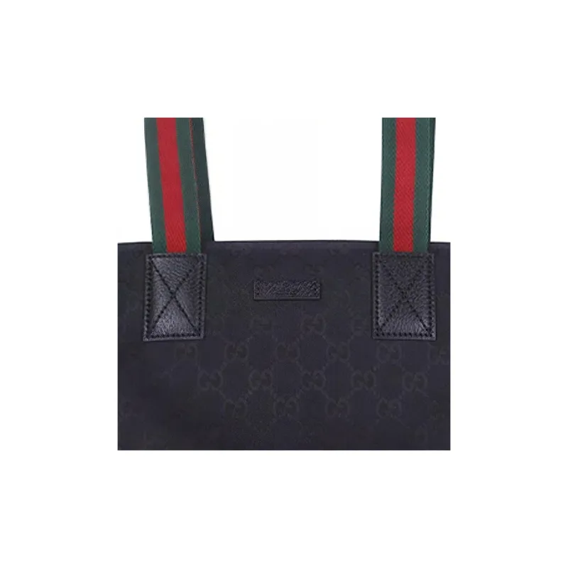 GUCCI Canvas With Leather Dumpling Bag Tote One Shoulder Handbag Large Size Women's Black-3