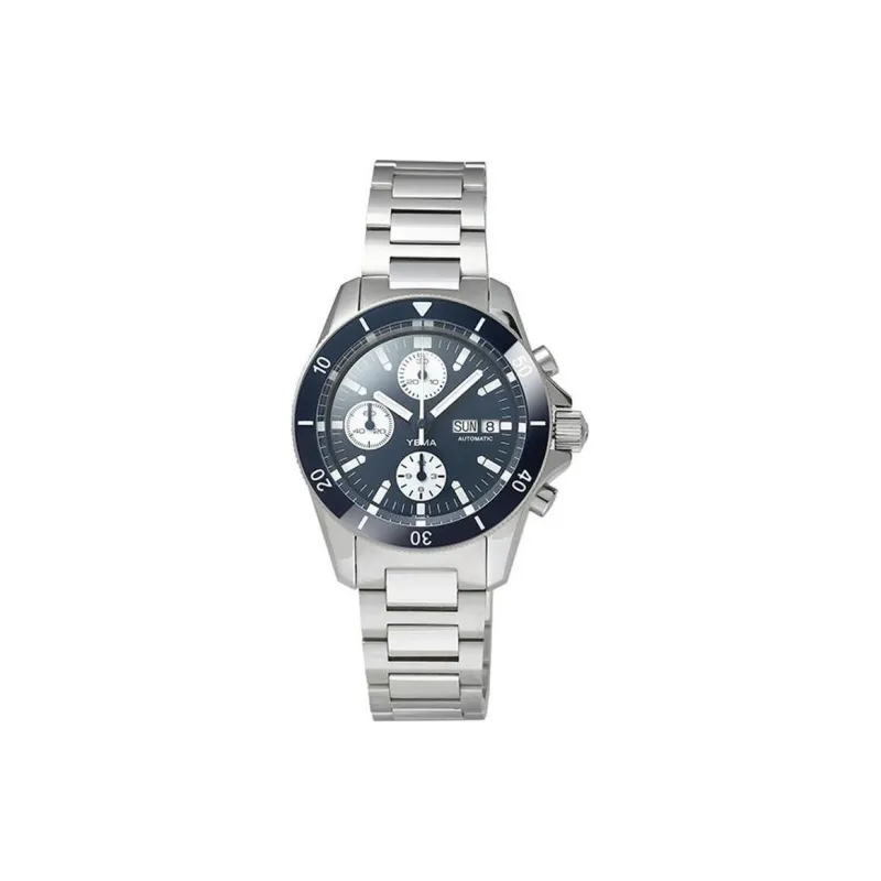 YEMA Wrist Watch Automatic Mechanical Movement Stainless Steel Strap 40mm Blue Dial Unisex-0