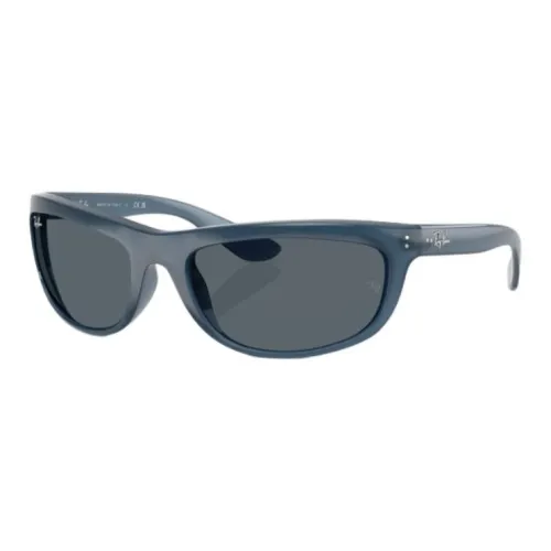RayBan Nylon Rectangular Sunglasses Men's Blue/Light Brown
