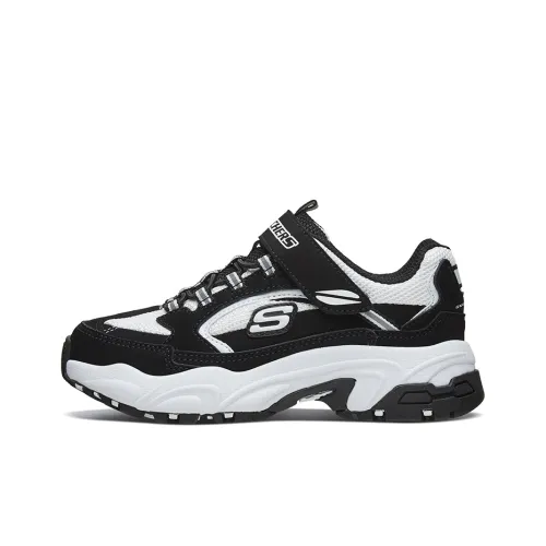 skechers Toes Slip Resistant Cushioning Abrasion Resistant Low Top Kids Lifestyle Shoes Black/White Teenagers