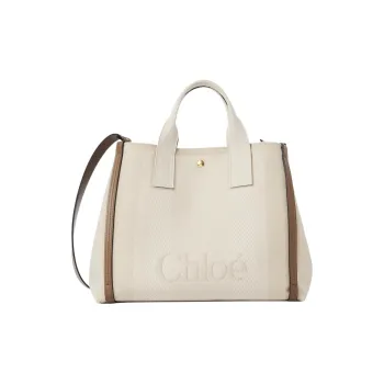 Chloe Cotton Tote Bag Shopping Bag Shoulder Bag Crossbody Bag Handbag Women's Beige