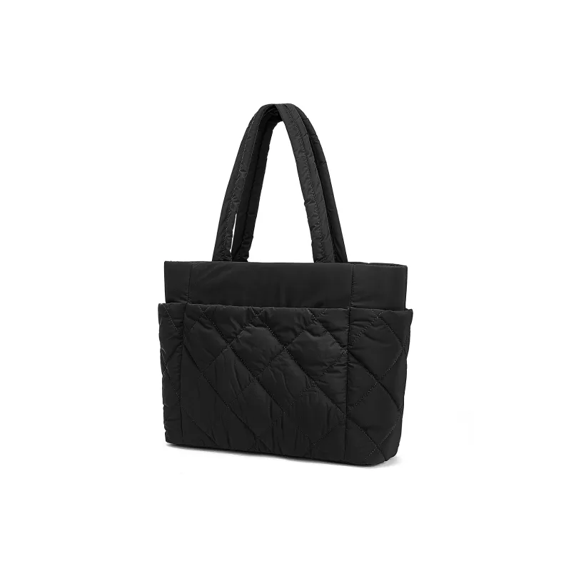 CORALDAISY Polyester Tote Bag Shopping Bag One Shoulder Handbag Regular Women's Black/Ecru-1