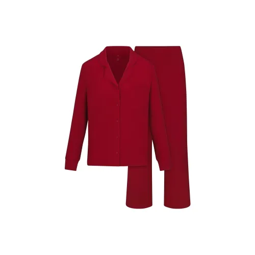SKIMS FW24 Fake Day Collection SOFT LOUNGE SLEEP SET Pajama Set Women's BRICK Red