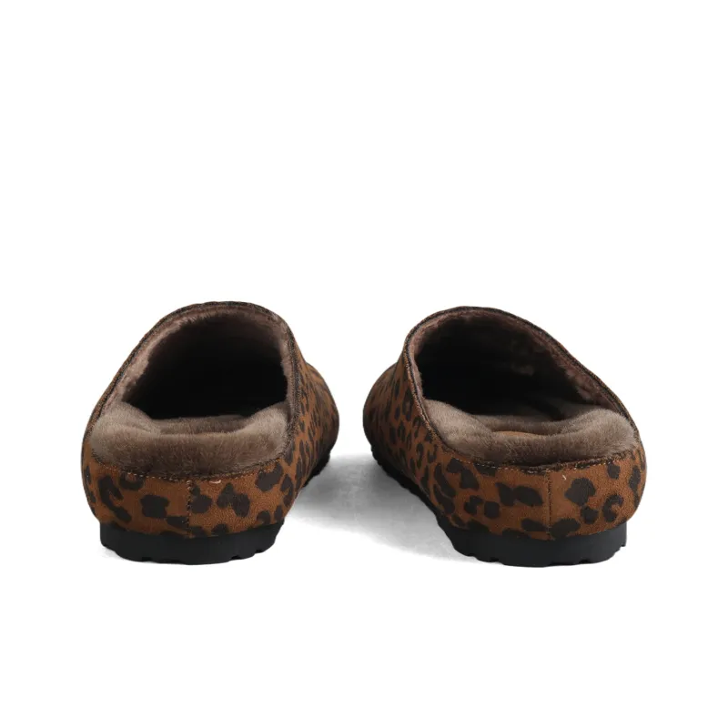 DOLIN COLLECTION Fleece-Lined Closed Toe Slippers For Outdoor Wear Women's Leopard Print-9