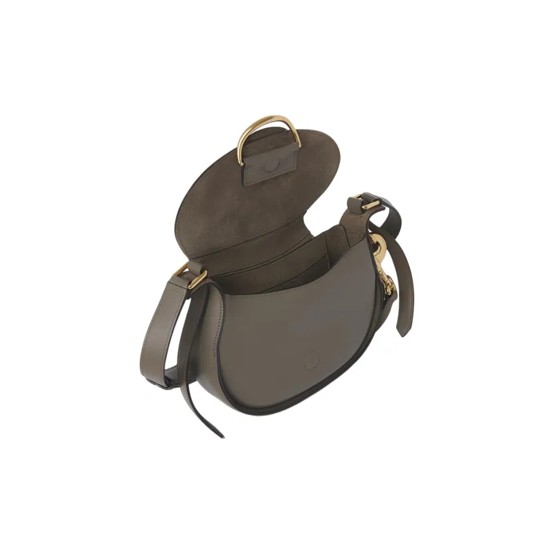 Chloe Smooth Calf Leather Shoulder Bag Crossbody Bag Small Size Women's Flannel Gray-4