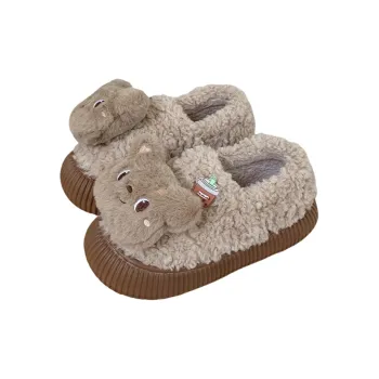 Thin Strips Cotton Slippers Women's Khaki