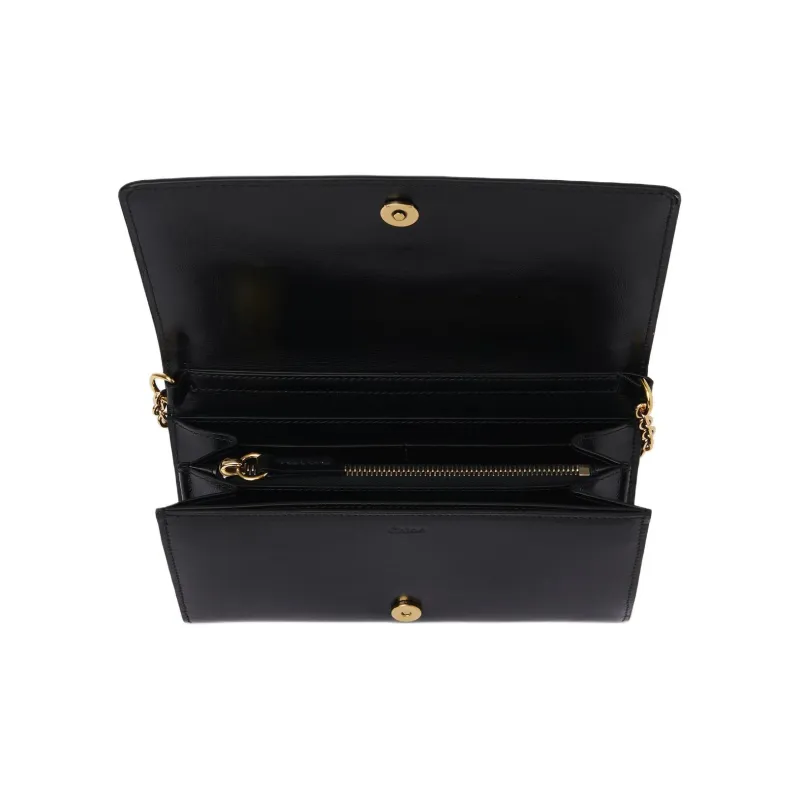 Chloe Calfskin Shoulder Bag Crossbody Bag Wallet Regular Women's Black-3