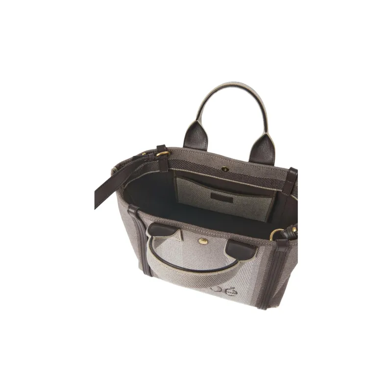 Chloe Cotton Tote Bag Shopping Bag Shoulder Bag Crossbody Bag Handbag Small Size Women's Cor Brown-3