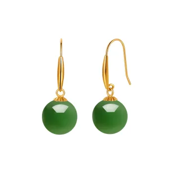 Oriental Jade Hetian Jade Earrings Jasper Women's