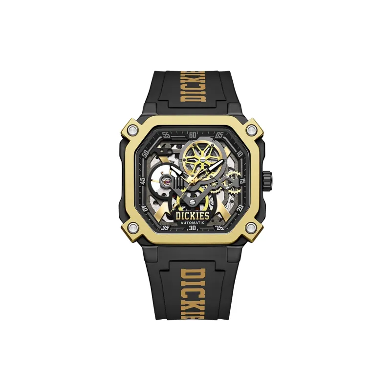Dickies Wrist Watch Mechanical Movement Silicone Strap Cut Out Dial Unisex-0