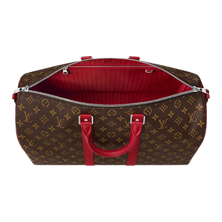 LOUIS VUITTON Keepall Coated Canvas Travel Bag Men's Silk Red-3
