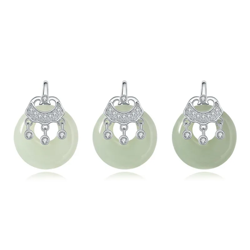 WEITIANXUAN Hetian Jade Necklaces White Jade/Pale Greenish White Jade Women's-6